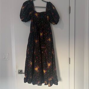 Farm Rio Puff Sleeve Starburst Maxi Dress